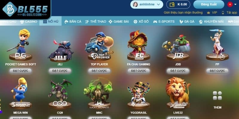 Sảnh nổ hũ BL555 phát triển lên đến hàng trăm nội dung độc đáo